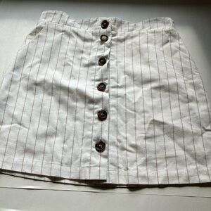 altar'd state Linen Blend Striped Mini Skirt Sz M‎ Scalloped Hem Button Up Front